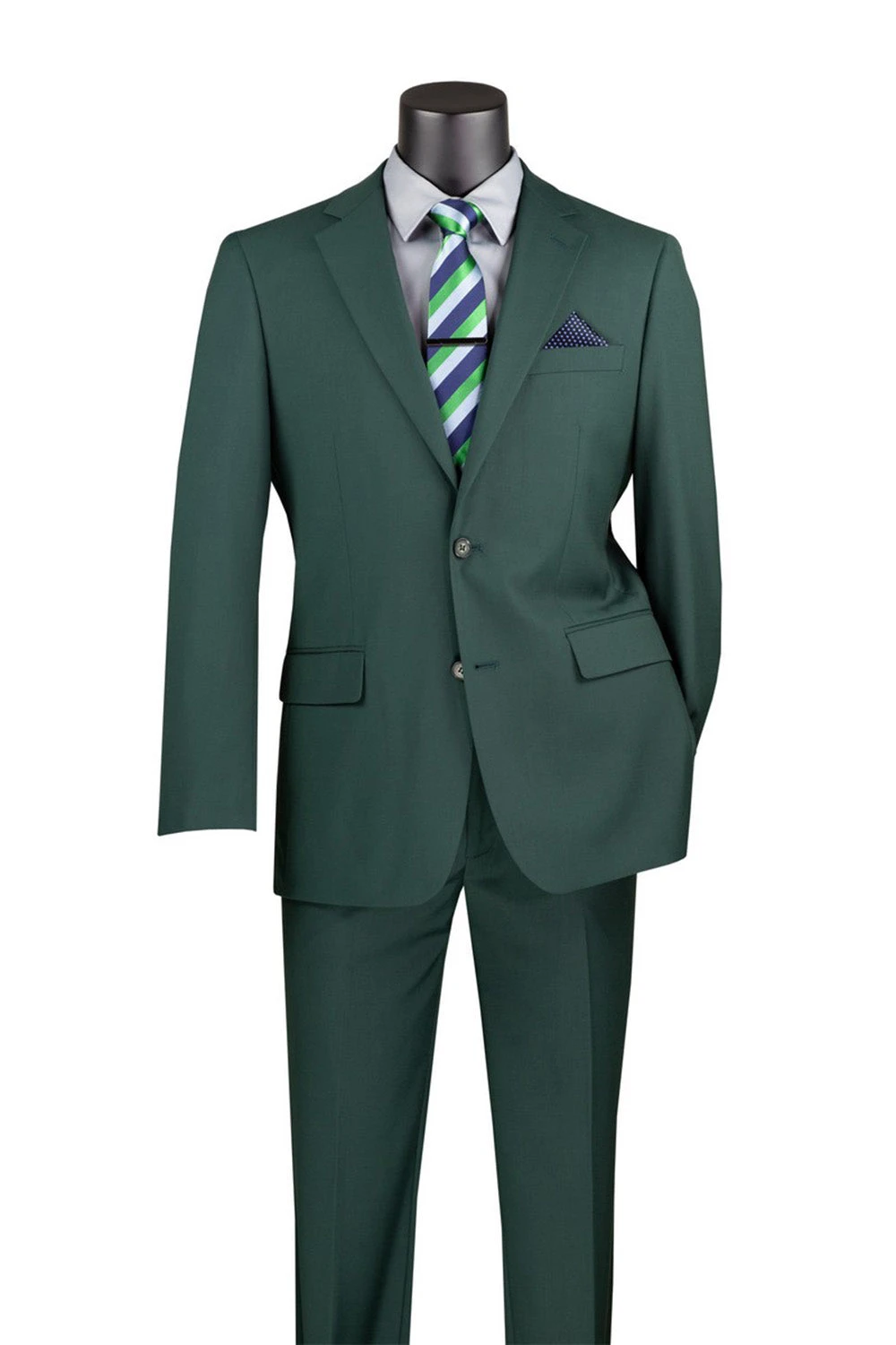Nola Collection - Hunter Green Regular Fit 2 Piece Suit Flat Front Pants With 2″ Elastic Waist Band 3 Nola Collection - Hunter Green Regular Fit 2 Piece Suit Flat Front Pants With 2″ Elastic Waist Band