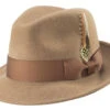 Pinch Crushable Wool Snap Brim Hat In Tan