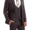 Gray Solid Color 3 Piece Slim Fit Suit 1 Button Peak Lapel 1 Gray Solid Color 3 Piece Slim Fit Suit 1 Button Peak Lapel -Sapphire Dress Shop M255US 02 GRAY