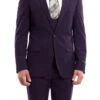 Purple Solid Color 3 Piece Slim Fit Suit 1 Button Peak Lapel