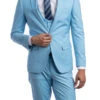 Sky Blue Solid Color 3 Piece Slim Fit Suit 1 Button Peak Lapel -Sapphire Dress Shop M255US SKYBLUE
