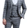 Green Slim Fit 3 Piece Suit Check Pattern -Sapphire Dress Shop M295SK GREEN