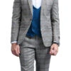 Turquoise Slim Fit Tuxedo 4 Piece Glen Plaid With Bow Tie