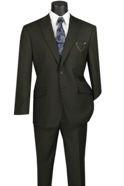 Olive Modern Fit 2 Piece Suit Textured Solid With Peak Lapel -Sapphire Dress Shop M2TR OLIVE JPG 800x1200 full