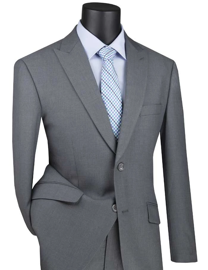 Medium Gray Modern Fit 2 Piece Suit Textured Solid With Peak Lapel 2 Medium Gray Modern Fit 2 Piece Suit Textured Solid With Peak Lapel