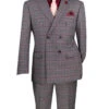 Charcoal Modern Fit Double Breasted Glen Plaid Peak Lapel 2 Piece Suit -Sapphire Dress Shop MDW 2 CHARCOAL