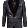 Empire Collection - Slim Fit Black Shawl Collar Sports Coat With Blue Trim 1 Empire Collection - Slim Fit Black Shawl Collar Sports Coat With Blue Trim -Sapphire Dress Shop ME 276H 2 s
