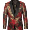 Empire Collection - Red Floral Pattern Sports Coat Slim Fit -Sapphire Dress Shop ME278H 01s