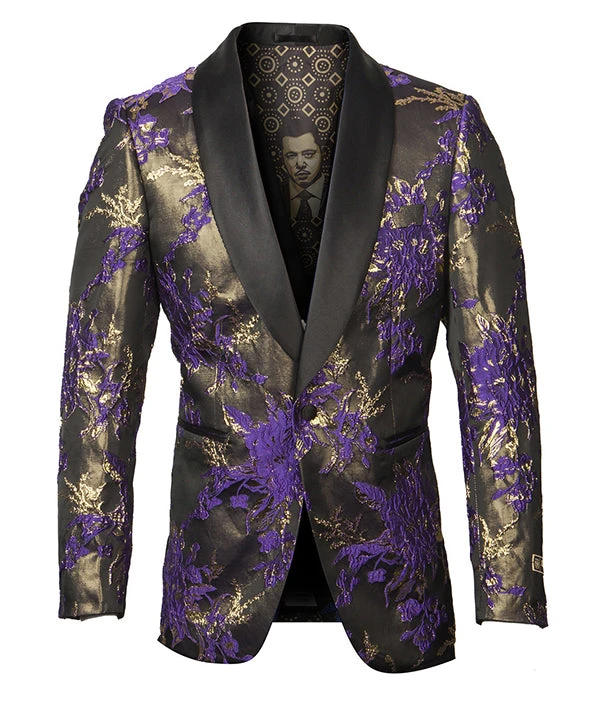 Empire Collection - Purple Floral Pattern Sports Coat Slim Fit 3 Empire Collection - Purple Floral Pattern Sports Coat Slim Fit