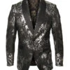 Empire Collection - Black/Silver Floral Pattern Sports Coat Slim Fit 1 Empire Collection - Black/Silver Floral Pattern Sports Coat Slim Fit -Sapphire Dress Shop ME279H 01s