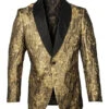 Empire Collection - Gold Floral Pattern Shawl Collar Sports Coat Slim Fit 1 Empire Collection - Gold Floral Pattern Shawl Collar Sports Coat Slim Fit -Sapphire Dress Shop ME282H 01S