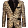 Empire Collection - Slim Fit Gold Floral Pattern Blazer 2 Empire Collection - Slim Fit Gold Floral Pattern Blazer -Sapphire Dress Shop ME329H 01 S