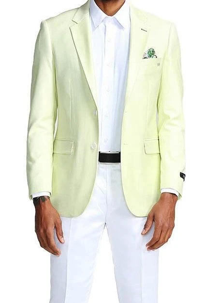 (S) Slim Fit Blazer 2 Button In Solid Mint 3 (S) Slim Fit Blazer 2 Button In Solid Mint