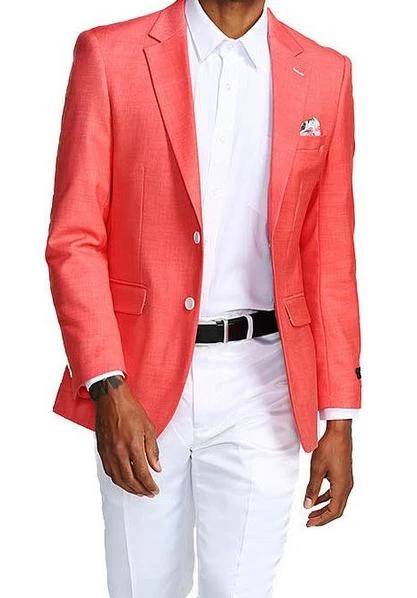 Slim Fit Blazer 2 Button In Solid Deep Salmon 3 Slim Fit Blazer 2 Button In Solid Deep Salmon