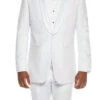 White Slim Fit 2 Piece Tuxedo With Satin Shawl Lapel