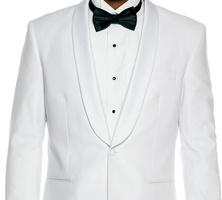 White Slim Fit 2 Piece Tuxedo With Satin Shawl Lapel 4 White Slim Fit 2 Piece Tuxedo With Satin Shawl Lapel - Image 2