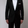 Black Slim Fit 2 Piece Tuxedo With Satin Peak Lapel 1 Black Slim Fit 2 Piece Tuxedo With Satin Peak Lapel -Sapphire Dress Shop MT187S 01
