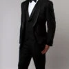 Black Slim Fit Tuxedo 3 Piece With Satin Shawl Collar Vest -Sapphire Dress Shop MT239S 00NEW
