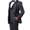 (42L) Gray Slim Fit Tuxedo 3 Piece With Satin Shawl Collar Vest 1 (42L) Gray Slim Fit Tuxedo 3 Piece With Satin Shawl Collar Vest -Sapphire Dress Shop MT239S 01
