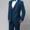 Blue Slim Fit Tuxedo 3 Piece With Satin Shawl Collar Vest 2 Blue Slim Fit Tuxedo 3 Piece With Satin Shawl Collar Vest -Sapphire Dress Shop MT239S 02NEW