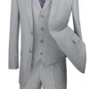 Silver Gray Modern Fit Textured Weave 2 Button 3 Piece Suit 2 Silver Gray Modern Fit Textured Weave 2 Button 3 Piece Suit -Sapphire Dress Shop MV2K 1 SI