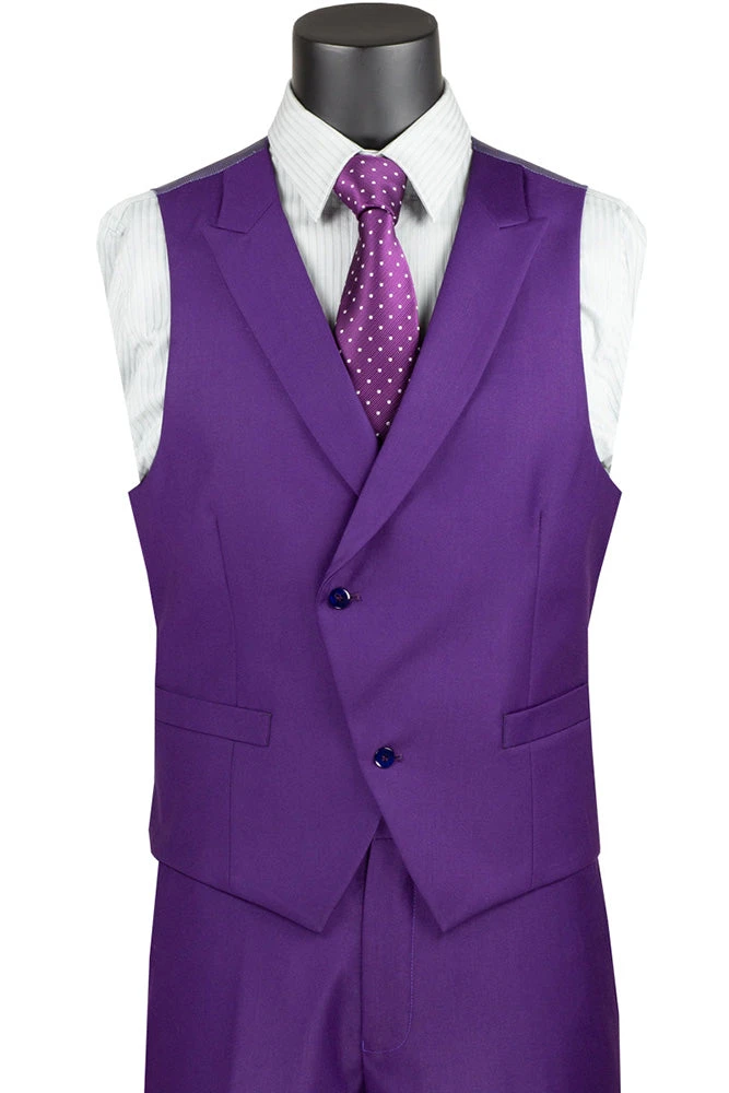 Purple Modern Fit 3 Piece Suit With Vest And Elastic Waist Band Pants 4 Purple Modern Fit 3 Piece Suit With Vest And Elastic Waist Band Pants - Image 2