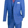 Tuscany Collection - Modern Fit Windowpane Suit 3 Piece In Royal Blue