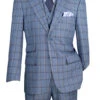 Tuscany Collection - Modern Fit Windowpane Suit 3 Piece In Slate 2 Tuscany Collection - Modern Fit Windowpane Suit 3 Piece In Slate -Sapphire Dress Shop MV2W 2 SLATE
