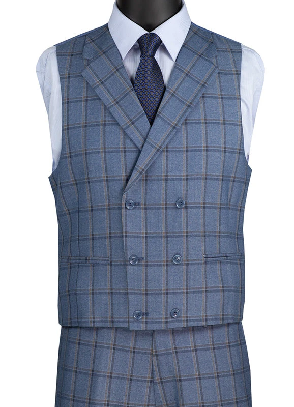 Tuscany Collection - Modern Fit Windowpane Suit 3 Piece In Slate 5 Tuscany Collection - Modern Fit Windowpane Suit 3 Piece In Slate - Image 3