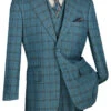 Tuscany Collection - Modern Fit Windowpane Suit 3 Piece In Teal Blue 2 Tuscany Collection - Modern Fit Windowpane Suit 3 Piece In Teal Blue -Sapphire Dress Shop MV2W 2 TEAL BLUE JPG 800x1200 1