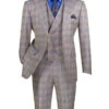 Blue Modern Fit Windowpane Peak Lapel 3 Piece Suit 2 Blue Modern Fit Windowpane Peak Lapel 3 Piece Suit -Sapphire Dress Shop MV2W 3 BLUE JPG WEB 1