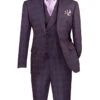 Purple Modern Fit Windowpane Peak Lapel 3 Piece Suit -Sapphire Dress Shop MV2W 3 PURPLE JPG WEB 1
