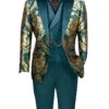 Emerald Gold Modern Fit 3 Piece Suit With Matching Bow Tie -Sapphire Dress Shop MVJQ 1 EMERALD 1