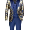 Navy Gold Modern Fit 3 Piece Suit With Matching Bow Tie -Sapphire Dress Shop MVJQ 1 NAVY 1