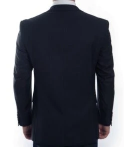 Modern Fit 3 Piece Fine Wool Suit Windowpane Navy 5 Modern Fit 3 Piece Fine Wool Suit Windowpane Navy -Sapphire Dress Shop MW245 03 BAck