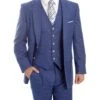 Modern Fit 3 Piece Fine Wool Suit Windowpane Blue 1 Modern Fit 3 Piece Fine Wool Suit Windowpane Blue -Sapphire Dress Shop MW245 blue