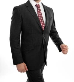 Arezzo Collection - 100% Wool Suit Modern Fit Italian Style 2 Piece In Black