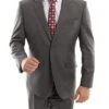 Arezzo Collection - 100% Wool Suit Modern Fit Italian Style 2 Piece In Dark Gray -Sapphire Dress Shop MW246 02
