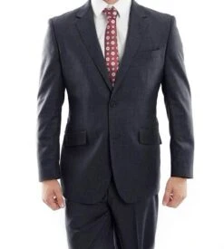 Arezzo Collection - 100% Wool Suit Modern Fit Italian Style 2 Piece In Navy