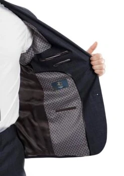 Arezzo Collection - 100% Wool Suit Modern Fit Italian Style 2 Piece In Navy -Sapphire Dress Shop MW246 03 Open