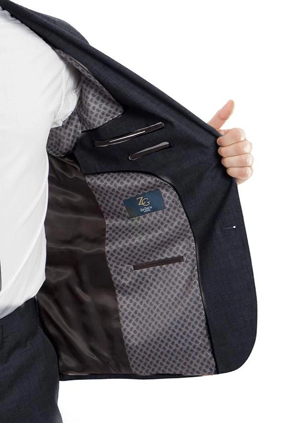 (56R) 100% Wool Suit Modern Fit Italian Style 2 Piece In Navy 5 (56R) 100% Wool Suit Modern Fit Italian Style 2 Piece In Navy - Image 3