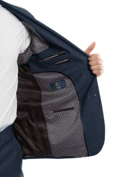 Arezzo Collection - 100% Wool Suit Modern Fit Italian Style 2 Piece In Indigo -Sapphire Dress Shop MW246 04 Open