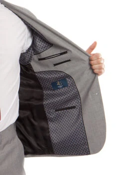 Arezzo Collection - 100% Wool Suit Modern Fit Italian Style 2 Piece In Gray 7 Arezzo Collection - 100% Wool Suit Modern Fit Italian Style 2 Piece In Gray -Sapphire Dress Shop MW246 05 Open