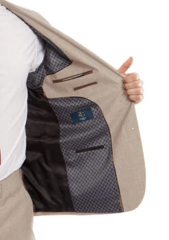 (58R) 100% Wool Suit Modern Fit Italian Style 2 Piece In Tan -Sapphire Dress Shop MW246 06 Open 5508e5e9 0f94 4bd2 b7f6 430e5467e300