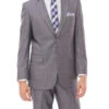 Wool Suit Modern Fit Windowpane 2 Piece In Light Gray -Sapphire Dress Shop MW247 03 LGRAY