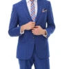 Wool Suit Modern Fit Windowpane 2 Piece In Royal -Sapphire Dress Shop MW247 04 ROYAL