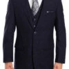 Dotted Wool Suit Modern Fit 3 Piece In Navy