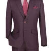 Slim Fit 2 Piece Suit Burgundy Glen Plaid Pattern Matching Pants -Sapphire Dress Shop S2RW 1 BURGUNDY