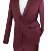 Slim Fit Men's Suit 2 Piece 2 Button In Burgundy
