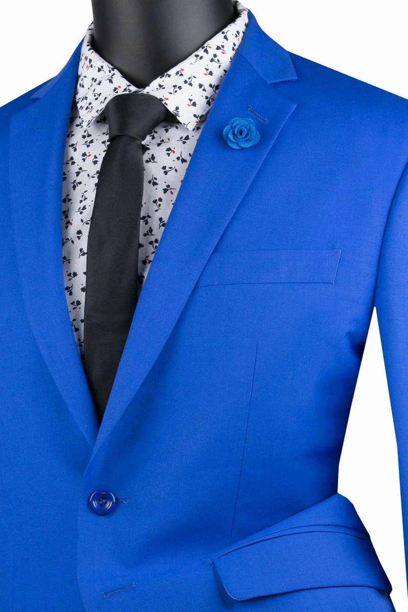 Slim Fit Men's Suit 2 Piece 2 Button In Royal Blue 4 Slim Fit Men's Suit 2 Piece 2 Button In Royal Blue - Image 2